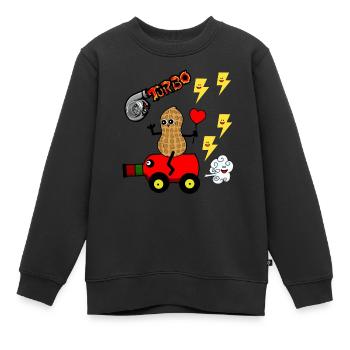 Erdnuss Fantasy Kinder spielen Auto fahren Turbo - Kinder Premium Organic Sweatshirt - Schwarz - Vorne - AI Model Kid Female (0cm)