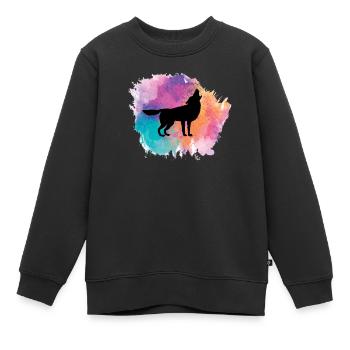 Wolf Dog Animal Wolves Pack Wilderness Forest Animals - Kids Premium Organic Sweatshirt - black - Front - AI Model Kid Female (0cm)
