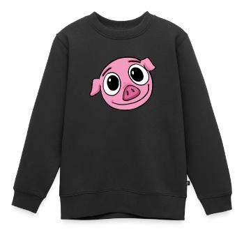 Porc - Sweat Premium enfant bio - noir - Devant - AI Model Kid Female (0cm)