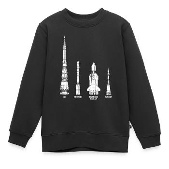 N1 - Proton - Energia/Buran - Soyouz - Missiles - Sweat Premium enfant bio - noir - Devant - AI Model Kid Female (0cm)