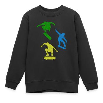 Skateboard skate park - Sweat Premium enfant bio - noir - Devant - AI Model Kid Female (0cm)