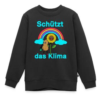 Öko Erdnuss Klima Schutz Spruch Sonnenblume Natur - Kinder Premium Organic Sweatshirt - Schwarz - Vorne - AI Model Kid Female (0cm)