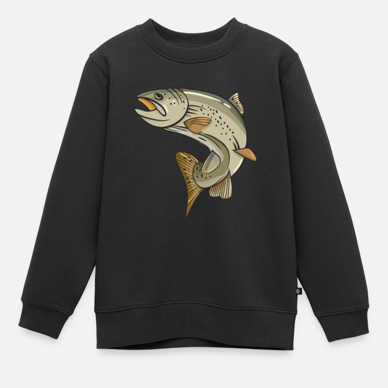 Forelle Angeln am Fluss oder See Angel Sport - Kinder Premium Organic Sweatshirt - Schwarz