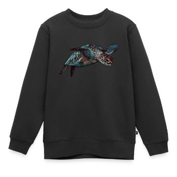 Tortue motif animal animal motif animal - Sweat Premium enfant bio - noir - Devant - AI Model Kid Female (0cm)