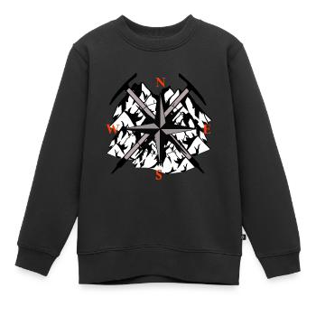 Gebirge Gipfel Berg Kompass Spitzhacke Bergsport - Kinder Premium Organic Sweatshirt - Schwarz - Vorne - AI Model Kid Female (0cm)