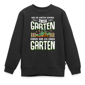 Garten - Kinder Premium Organic Sweatshirt - Schwarz - Vorne - AI Model Kid Female (0cm)