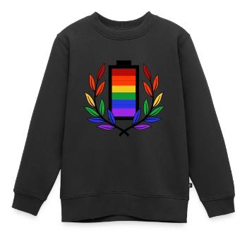 Batterie batterie LGBT Homosexualité Gay Pride - Sweat Premium enfant bio - noir - Devant - AI Model Kid Female (0cm)