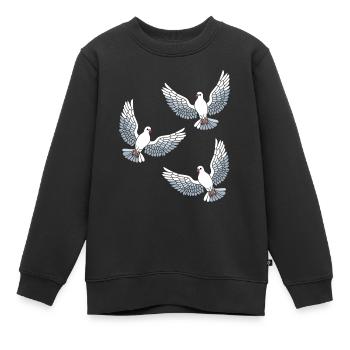 Taube Tauben Vogelabbildung Vogel Vögel - Kinder Premium Organic Sweatshirt - Schwarz - Vorne - AI Model Kid Female (0cm)