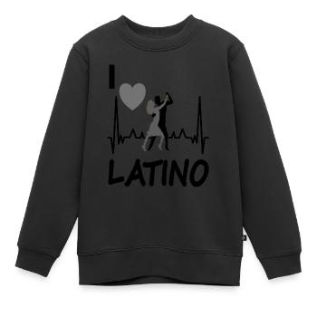 Ich tanze gern Latino Herzschlag Tanzpaar Geschenk - Kinder Premium Organic Sweatshirt - Schwarz - Vorne - AI Model Kid Female (0cm)