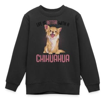 Chihuahua - Kinder Premium Organic Sweatshirt - Schwarz - Vorne - AI Model Kid Female (0cm)