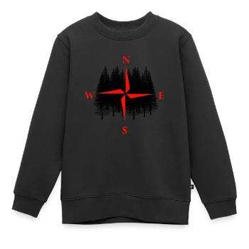 Wald Natur Wildnis Expedition Wandern Richtung - Kinder Premium Organic Sweatshirt - Schwarz - Vorne - AI Model Kid Female (0cm)
