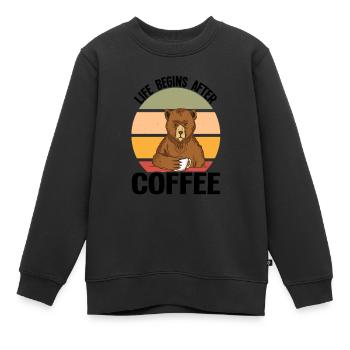 Kaffee Kaffeetrinker Nachtaktiv Büro Geschenk - Kinder Premium Organic Sweatshirt - Schwarz - Vorne - AI Model Kid Female (0cm)