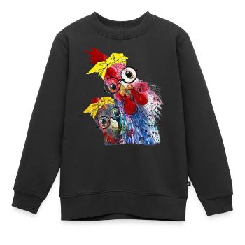 Ein witziges Huhn, Hühnchen, Hähnchen mit Brille - Kinder Premium Organic Sweatshirt - Schwarz - Vorne - AI Model Kid Female (0cm)