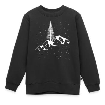 Berg Gebirge Schnee Schneefall Winter Xmas Gipfel - Kinder Premium Organic Sweatshirt - Schwarz - Vorne - AI Model Kid Female (0cm)