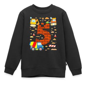Anniversaire 5 ans de chantier véhicules - Sweat Premium enfant bio - noir - Devant - AI Model Kid Female (0cm)