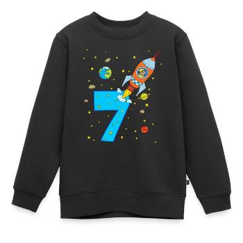Boy 7th Birthday Rocket Spaceship - Kids Premium Organic Sweatshirt - black - Front - AI Model Kid Female (0cm)