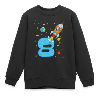 Vaisseau spatial Fusée Espace 8e anniversaire Astronaute - Sweat Premium enfant bio - noir - Devant - AI Model Kid Female (0cm)