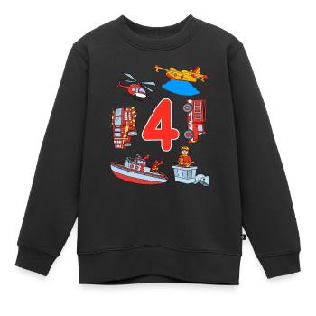 Pompiers 4 ans anniversaire garçons enfants - Sweat Premium enfant bio - noir - Devant - AI Model Kid Female (0cm)