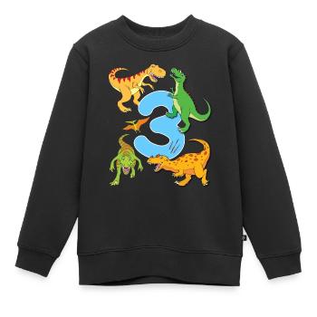 Dinos Junge 3 Jahre Dinosaurier Geburtstag - Kinder Premium Organic Sweatshirt - Schwarz - Vorne - AI Model Kid Female (0cm)
