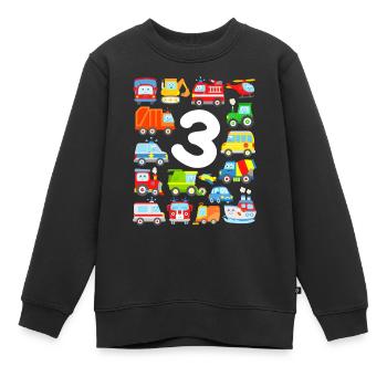 3ème anniversaire garçons enfants 3 ans voiture véhicule - Sweat Premium enfant bio - noir - Devant - AI Model Kid Female (0cm)