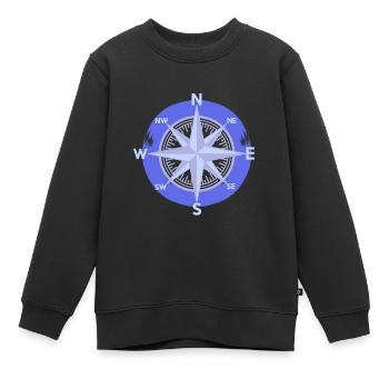 Kompass Windrose Richtung Outdoor Maritim Nautik - Kinder Premium Organic Sweatshirt - Schwarz - Vorne - AI Model Kid Female (0cm)