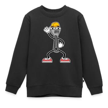 Outil De Cartoon Clé à molette - Sweat Premium enfant bio - noir - Devant - AI Model Kid Female (0cm)