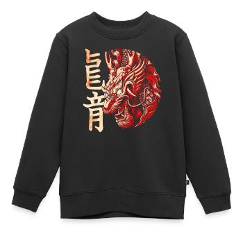 Drache Japanisch Chinesisch Schriftzeichen - Kinder Premium Organic Sweatshirt - Schwarz - Vorne - AI Model Kid Female (0cm)