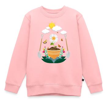 Jardin - Sweat Premium enfant bio - rose - Devant - AI Model Kid Female (0cm)