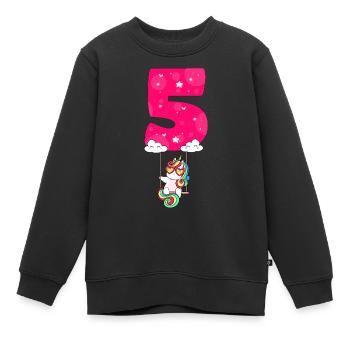 5. Geburtstag 5 Jahre Mädchen Schaukel Einhorn - Kinder Premium Organic Sweatshirt - Schwarz - Vorne - AI Model Kid Female (0cm)