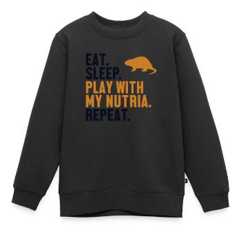 Manger Dormir Nutria Répéter Castor Rat Nutria - Sweat Premium enfant bio - noir - Devant - AI Model Kid Female (0cm)