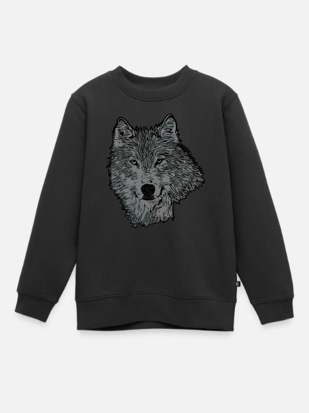 Wolf Tier Motiv - Kinder Premium Organic Sweatshirt - Schwarz