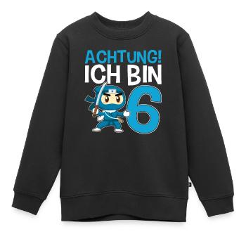 Achtung ich bin 6 - Kinder Premium Organic Sweatshirt - Schwarz - Vorne - AI Model Kid Female (0cm)