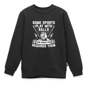 Armdrücken Sport | Wettkampf Armwrestling Geschenk - Kinder Premium Organic Sweatshirt - Schwarz - Vorne - AI Model Kid Female (0cm)