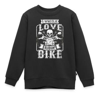 Moto Tshirt Biker Kutte Moped Bobber MC Racer - Sweat Premium enfant bio - noir - Devant - AI Model Kid Female (0cm)