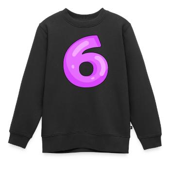 6 Lila - Sweat Premium enfant bio - noir - Devant - AI Model Kid Female (0cm)