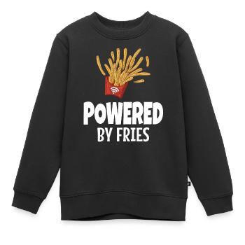 Powered By Frites Junk Food - Sweat Premium enfant bio - noir - Devant - AI Model Kid Female (0cm)