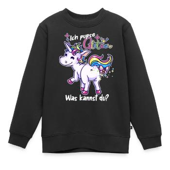 Ich pupse Glitzer, was kannst du? - Einhorn lustig - Kinder Premium Organic Sweatshirt - Schwarz - Vorne - AI Model Kid Female (0cm)