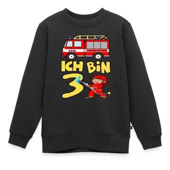 3 Geburtstag feuerwehrauto und Feuerwehrmann junge - Kinder Premium Organic Sweatshirt - Schwarz - Vorne - AI Model Kid Female (0cm)