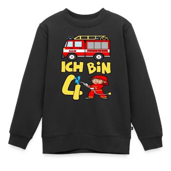 4 Geburtstag feuerwehrauto und Feuerwehrmann junge - Kinder Premium Organic Sweatshirt - Schwarz - Vorne - AI Model Kid Female (0cm)