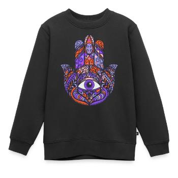 Porte bonheur Idée cadeau original - Sweat Premium enfant bio - noir - Devant - AI Model Kid Female (0cm)