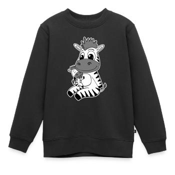 Famille Zèbre - Zèbre avec bébé - Zèbre - Sweat Premium enfant bio - noir - Devant - AI Model Kid Female (0cm)