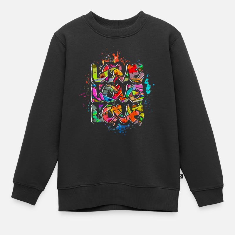 Love Graffiti - Sweat Premium enfant bio - noir