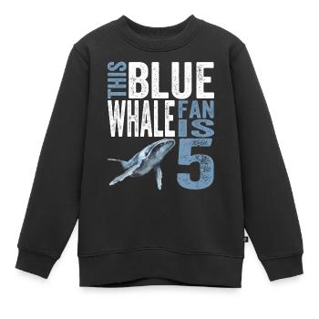 5 anniversaire Jeune chemise bleu baleine fan - Sweat Premium enfant bio - noir - Devant - AI Model Kid Female (0cm)