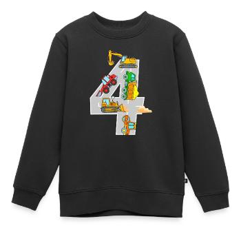 4 Jahre Baustelle Bagger LKW Bulldozer Fahrzeuge - Kinder Premium Organic Sweatshirt - Schwarz - Vorne - AI Model Kid Female (0cm)