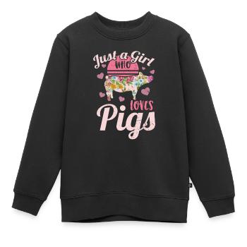Porc cochons porcs porcins - Sweat Premium enfant bio - noir - Devant - AI Model Kid Female (0cm)