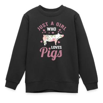 Porc cochons porcs porcins - Sweat Premium enfant bio - noir - Devant - AI Model Kid Female (0cm)
