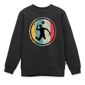 Retro Volleyballer Beach Volleyball Spieler - Kinder Premium Organic Sweatshirt - Schwarz - Vorne - AI Model Kid Female (0cm)