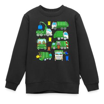 Camions de ramassage des ordures vertes - Sweat Premium enfant bio - noir - Devant - AI Model Kid Female (0cm)