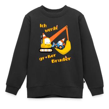 Ich werde großer Bruder – Bagger und Trecker - Kinder Premium Organic Sweatshirt - Schwarz - Vorne - AI Model Kid Female (0cm)