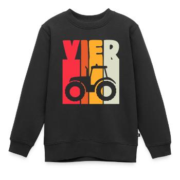 4. Geburtstag Kindergeburtstag Traktor Trecker - Kinder Premium Organic Sweatshirt - Schwarz - Vorne - AI Model Kid Female (0cm)